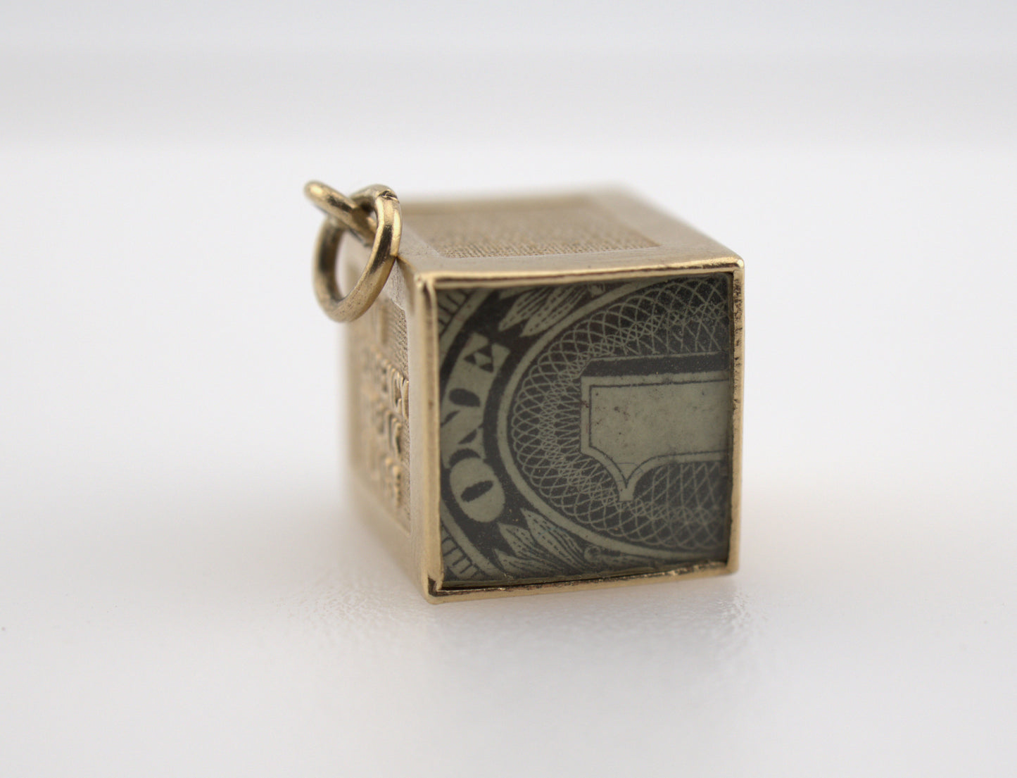 Vintage 14k Yellow Gold Money Box | 1 Dollar Bill Emergency Charm