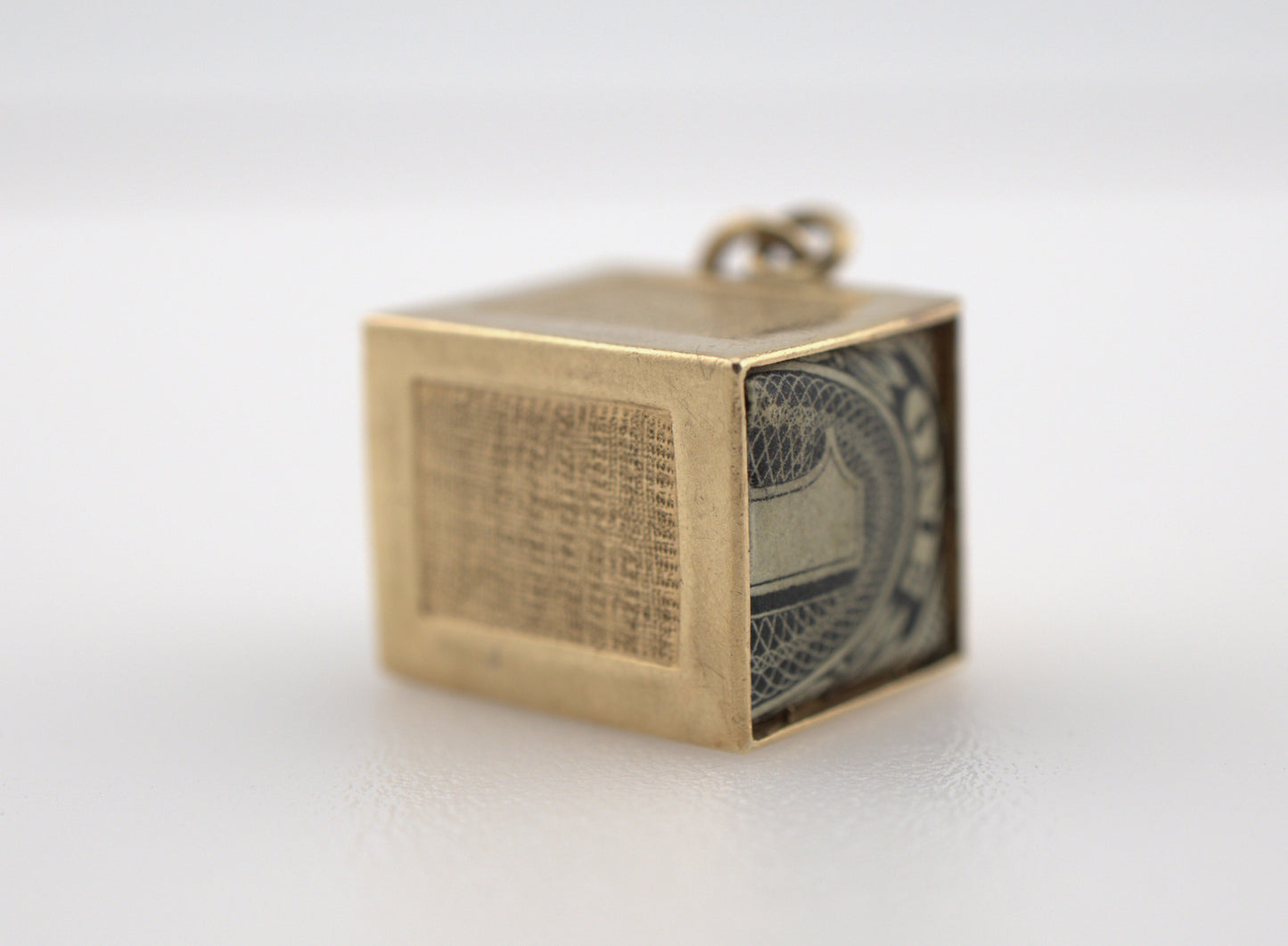Vintage 14k Yellow Gold Money Box | 1 Dollar Bill Emergency Charm