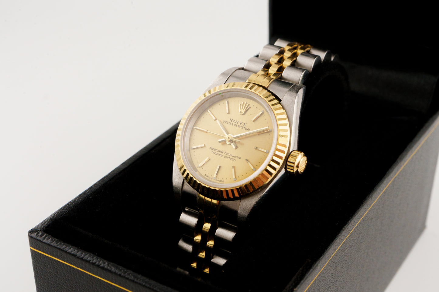 2002 Ladies Rolex Oyster Perpetual 76193 Champagne