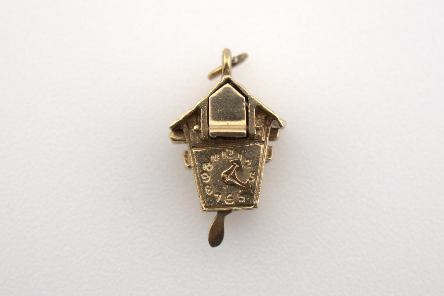 Vintage 14K Yellow Gold Articulated Cuckoo Bird Clock Charm
