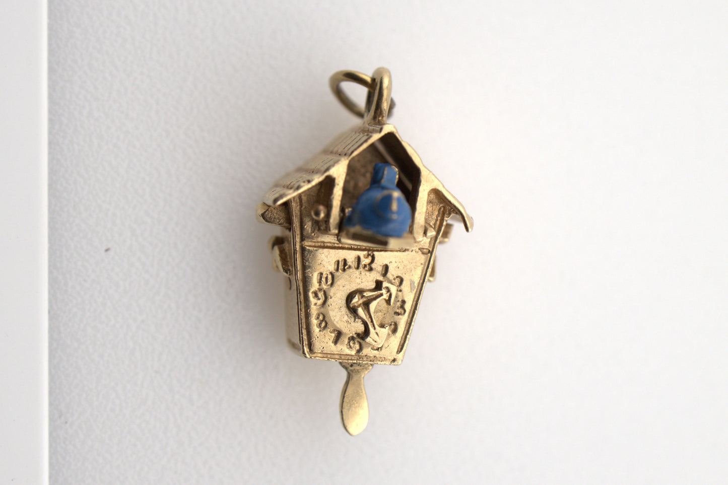 Vintage 14K Yellow Gold Articulated Cuckoo Bird Clock Charm