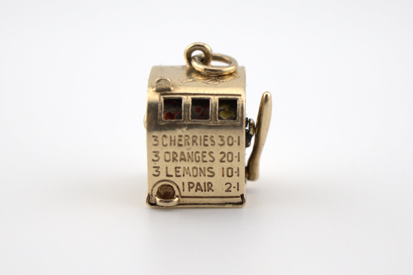 14k Gold Vintage Mechanical Slot Machine charm