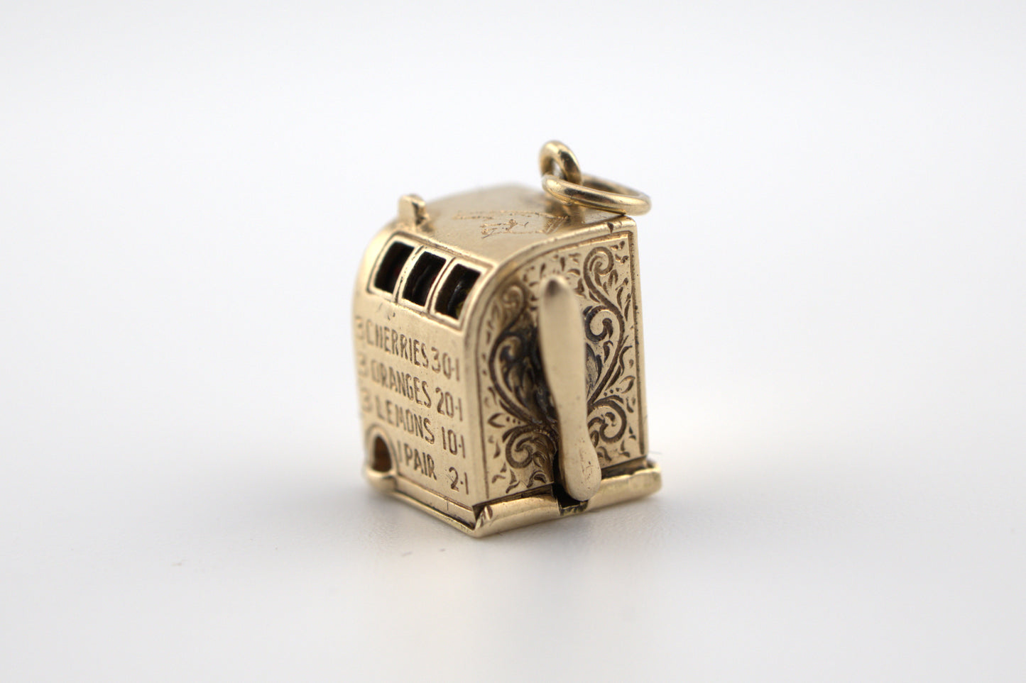 14k Gold Vintage Mechanical Slot Machine charm