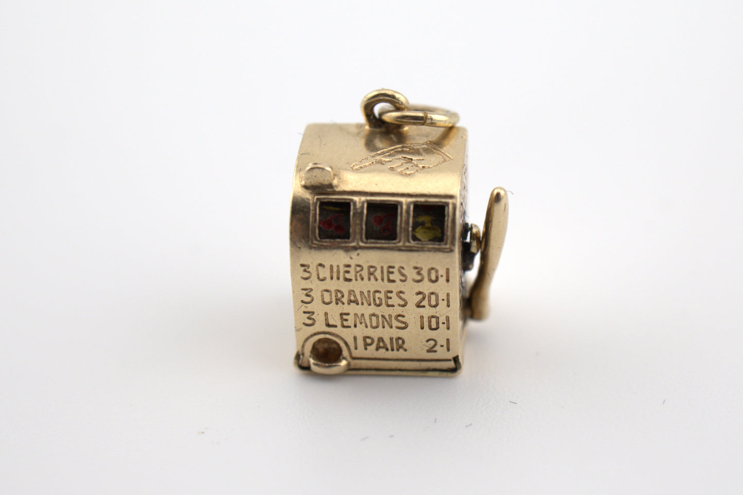 14k Gold Vintage Mechanical Slot Machine charm