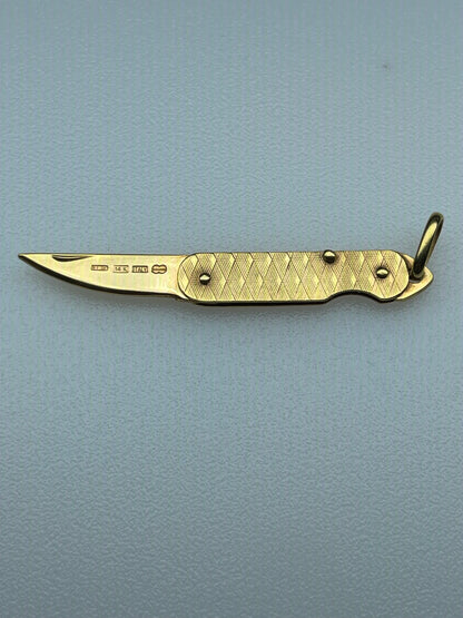 Authentic Italian 14K Gold Knife Pendant Charm