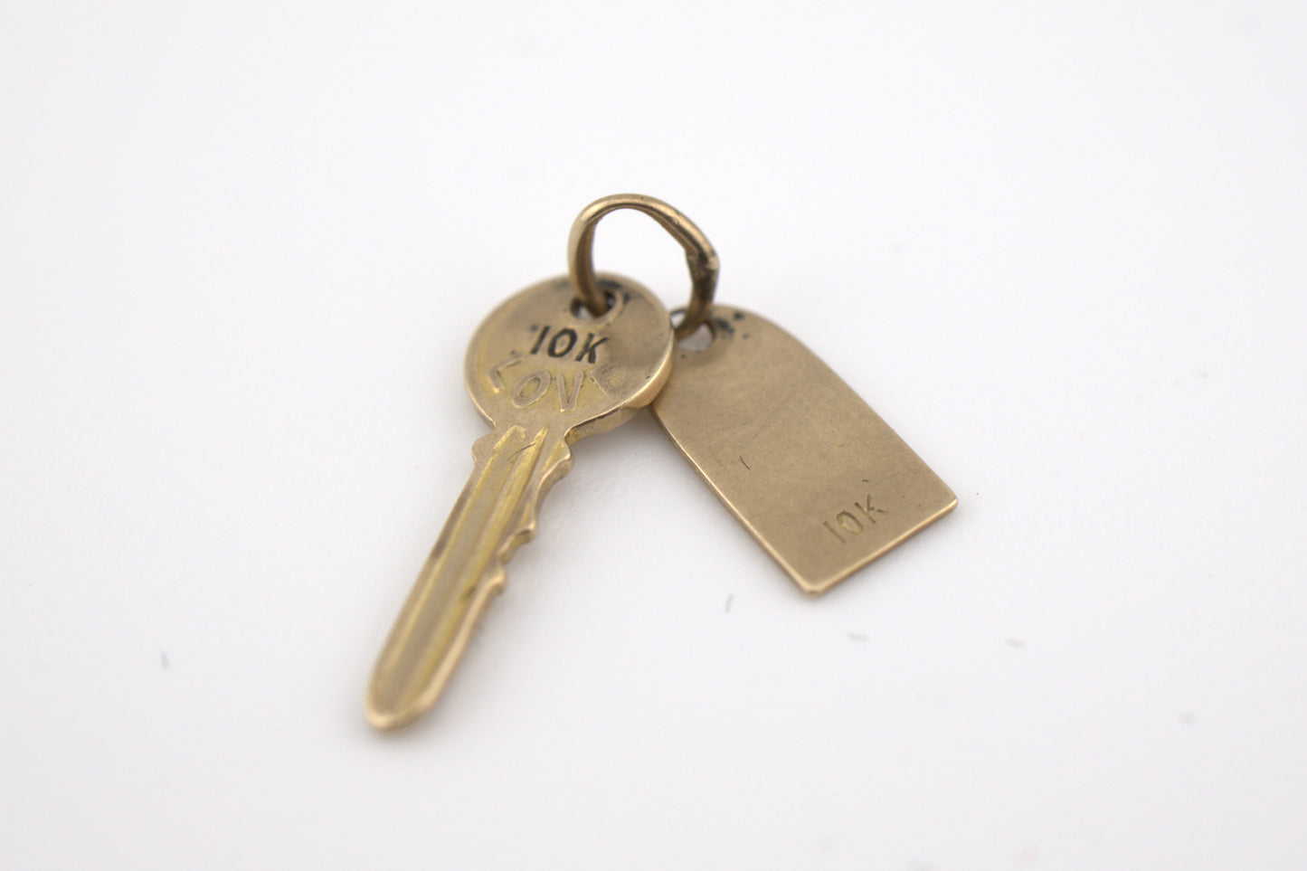 Vintage 10k Gold Key and Tag Charm