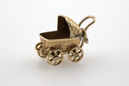 Vintage 14k Gold Baby Carriage Charm
