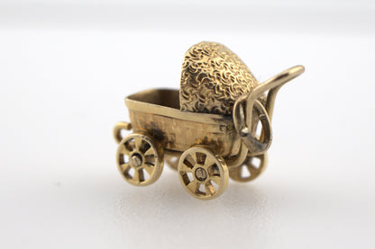 Vintage 14k Gold Baby Carriage Charm