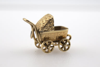 Vintage 14k Gold Baby Carriage Charm