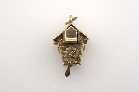 Vintage 14K Yellow Gold Articulated Cuckoo Bird Clock Charm