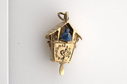 Vintage 14K Yellow Gold Articulated Cuckoo Bird Clock Charm