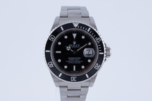 2001 Rolex Submariner Date Black | Stainless Steel Watch 16610 40mm