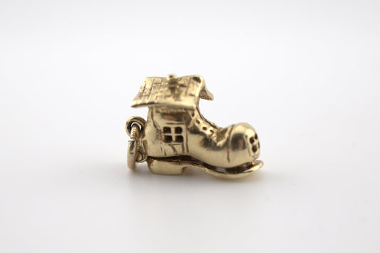 Vintage 14k Gold "Old Women in the Shoe House" Moving Charm
