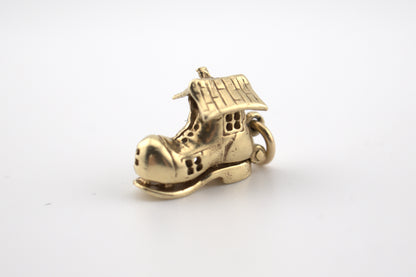 Vintage 14k Gold "Old Women in the Shoe House" Moving Charm