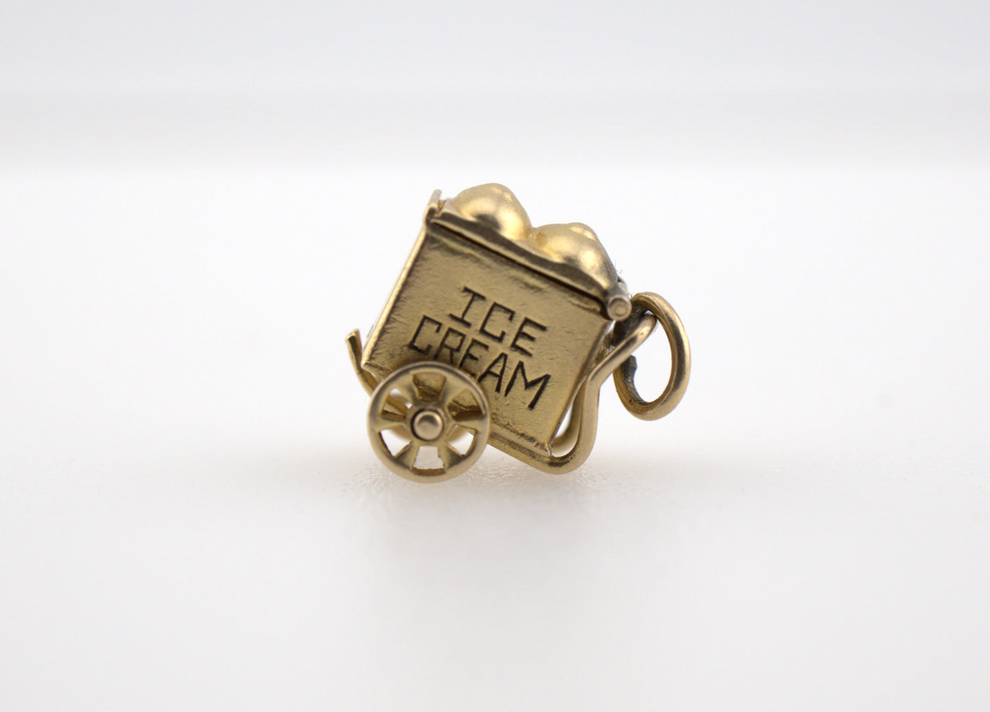 Vintage 14 Karat Gold Lucky In Love Ice Cream Cart Charm