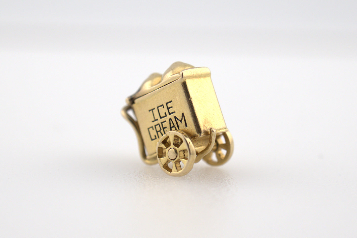 Vintage 14 Karat Gold Lucky In Love Ice Cream Cart Charm