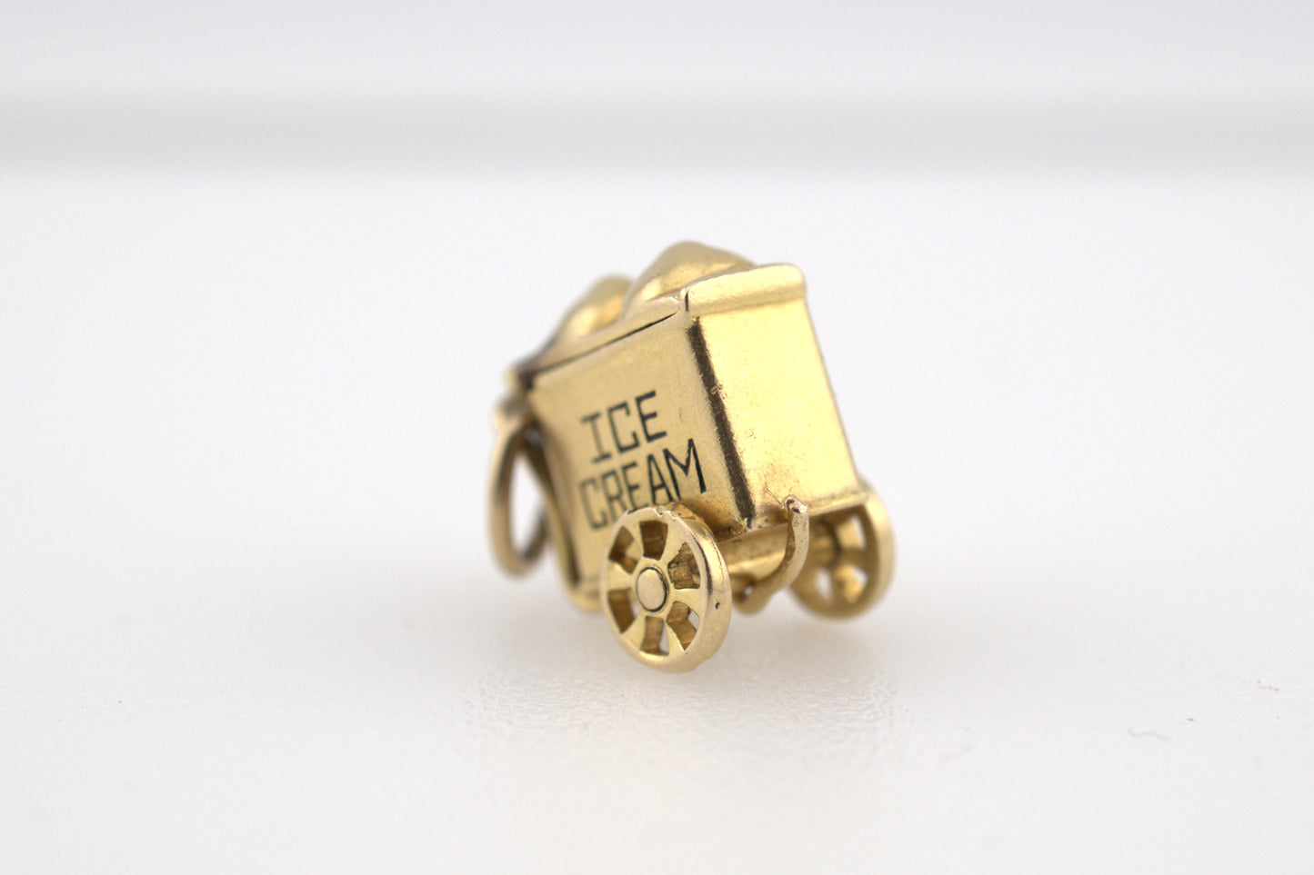 Vintage 14 Karat Gold Lucky In Love Ice Cream Cart Charm
