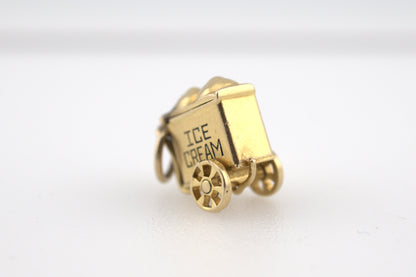 Vintage 14 Karat Gold Lucky In Love Ice Cream Cart Charm