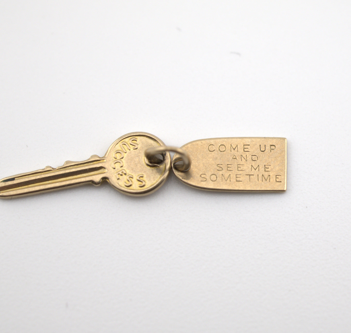 Vintage 10k Gold Key and Tag Charm