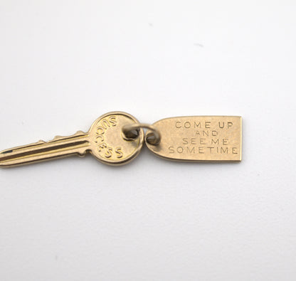 Vintage 10k Gold Key and Tag Charm