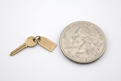 Vintage 10k Gold Key and Tag Charm
