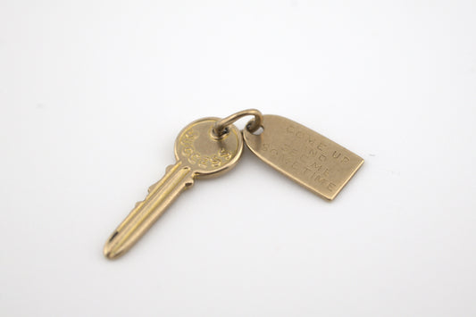 Vintage 10k Gold Key and Tag Charm